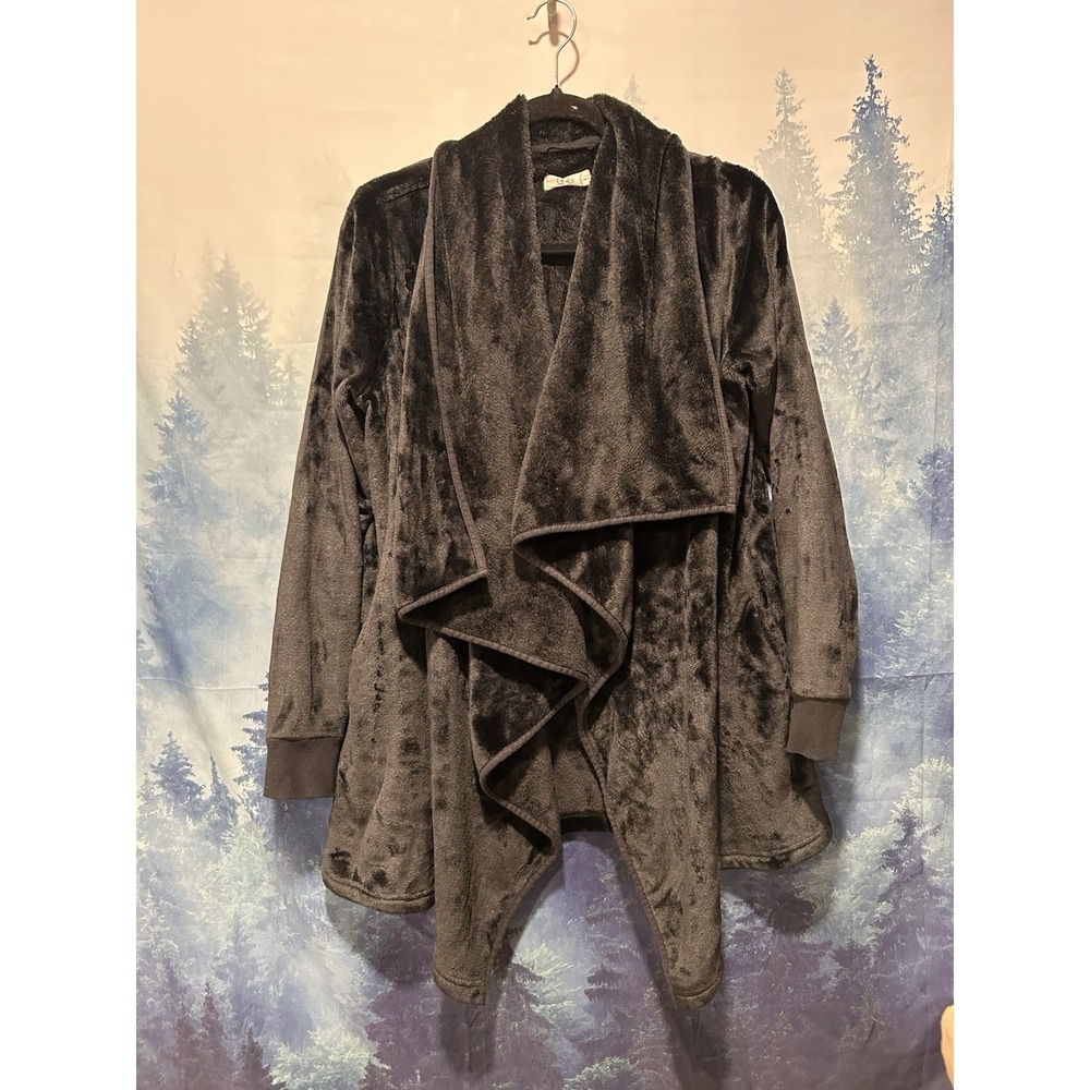 Ugg ORLA Black Double Face Fleece Drape Jacket Size Large